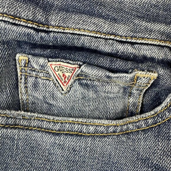 GUESS Slim Tapered Distressed Jeans – Dark Wash Denim size 32 waist‎ - Picture 4 of 13